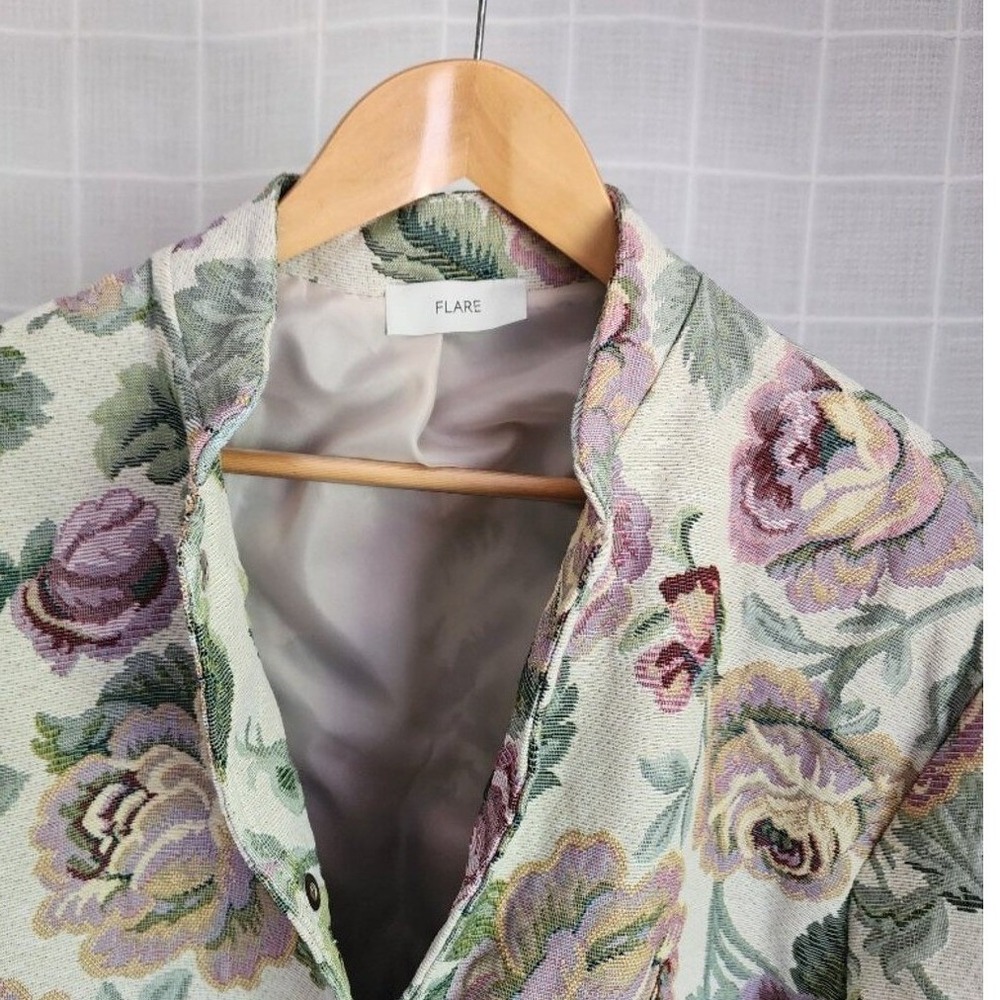Floral Tapestry Jacket Women's Vintage Oversized Bomber Coat Size M - Picture 8 of 15